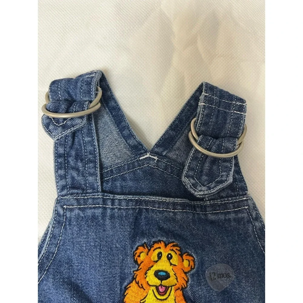 Disney Bear In The Big Blue House Toddler Set Denim Dress Jumper Overall Vtg